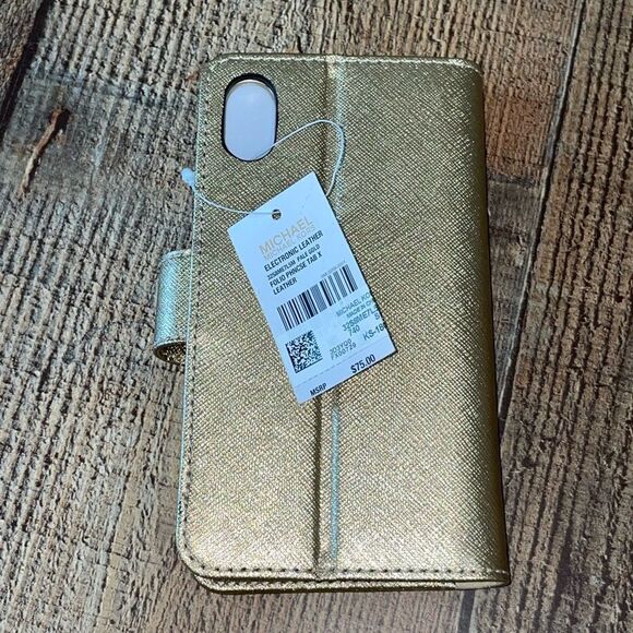 Michael Kors Saffiano Leather Folio Case with 3 Card Slots for iPhone X xs new - Picture 7 of 10